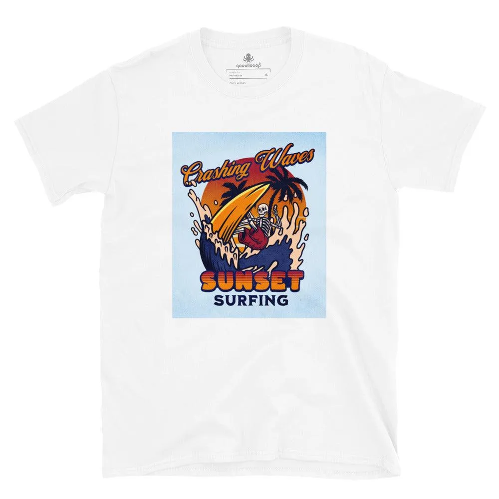 Crashing Waves Sunset Surfing | Unisex Soft Style T-Shirt