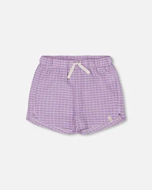Crinkle Short White Checkered Lilac
