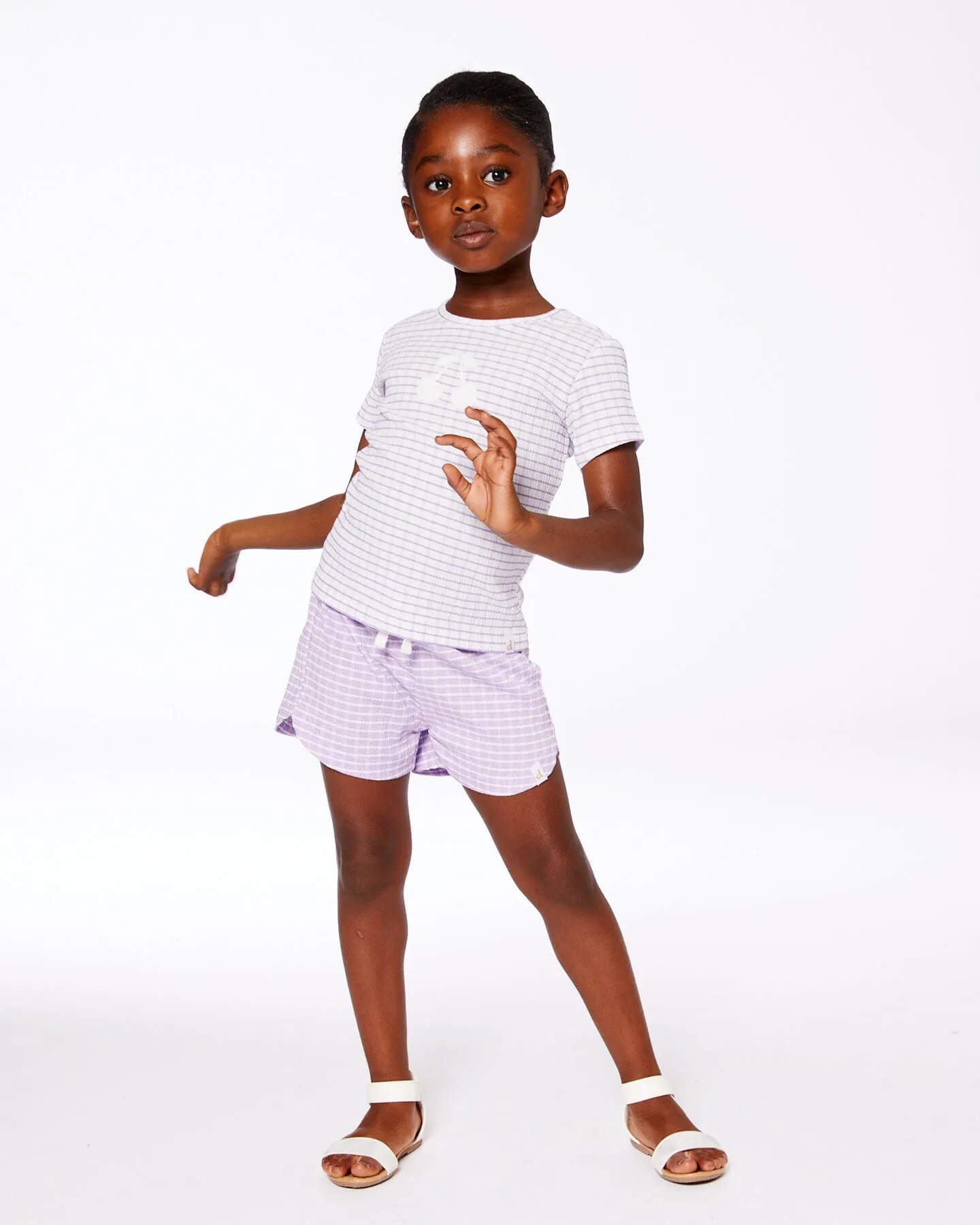 Crinkle Short White Checkered Lilac