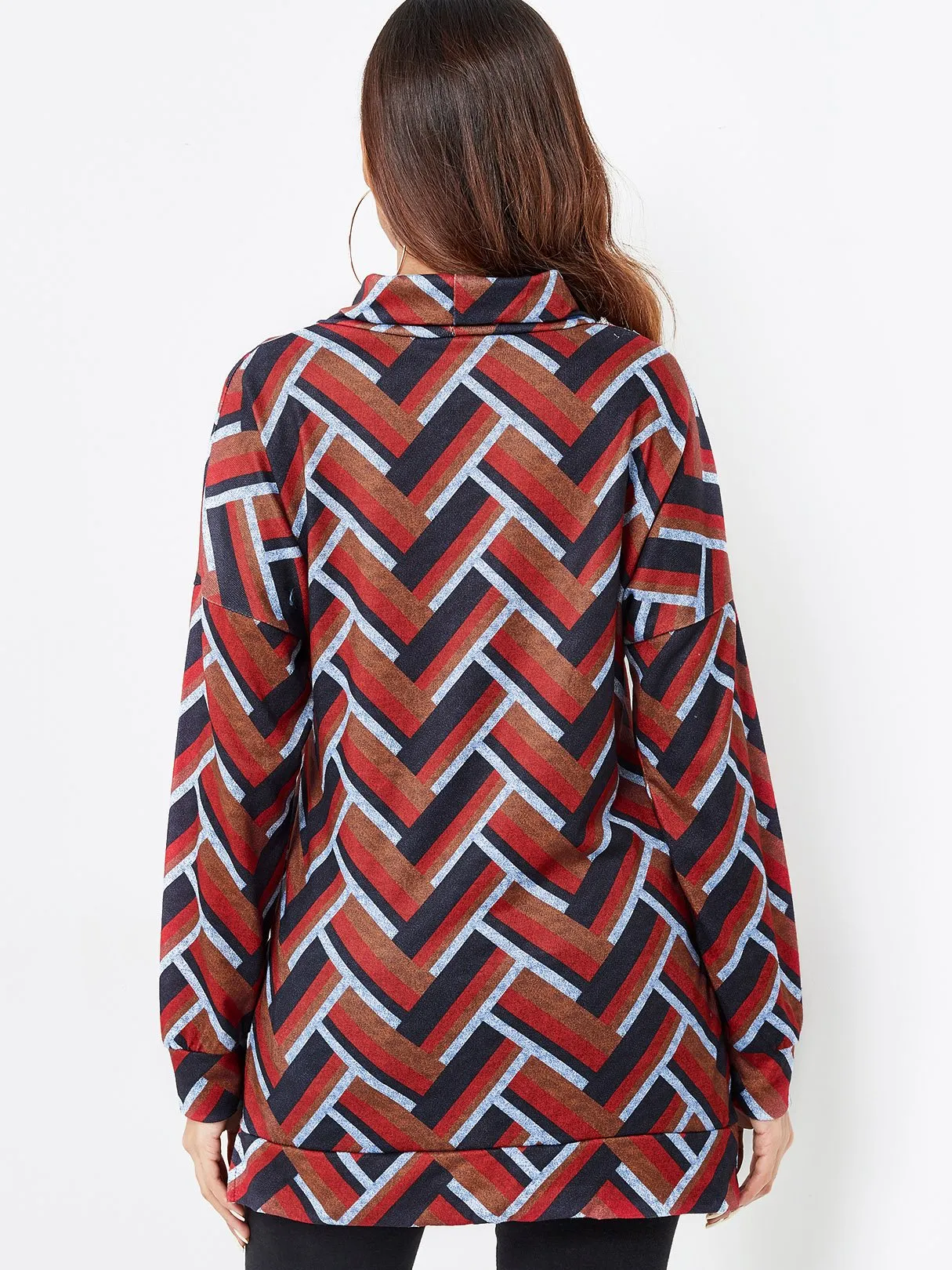 Custom High Neck Long Sleeve Slit Hem T-Shirts