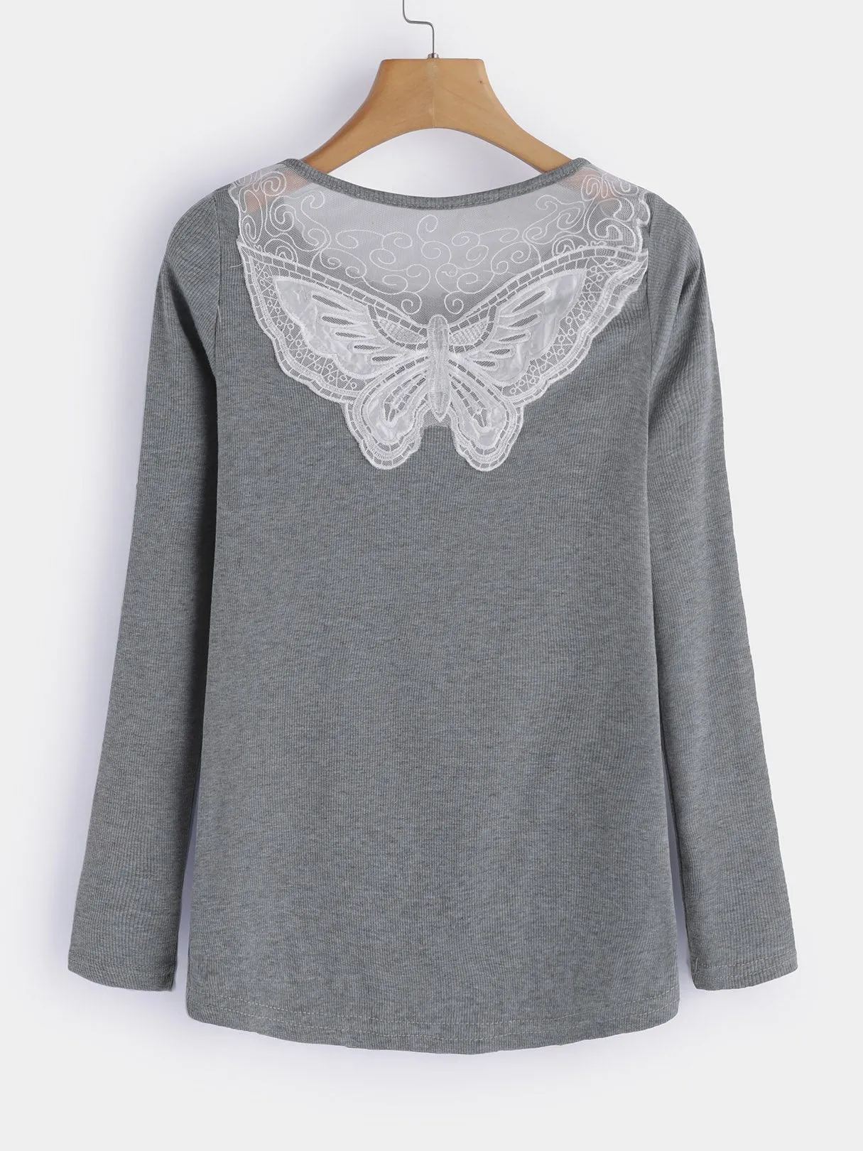 Custom Round Neck Lace Long Sleeve Tee