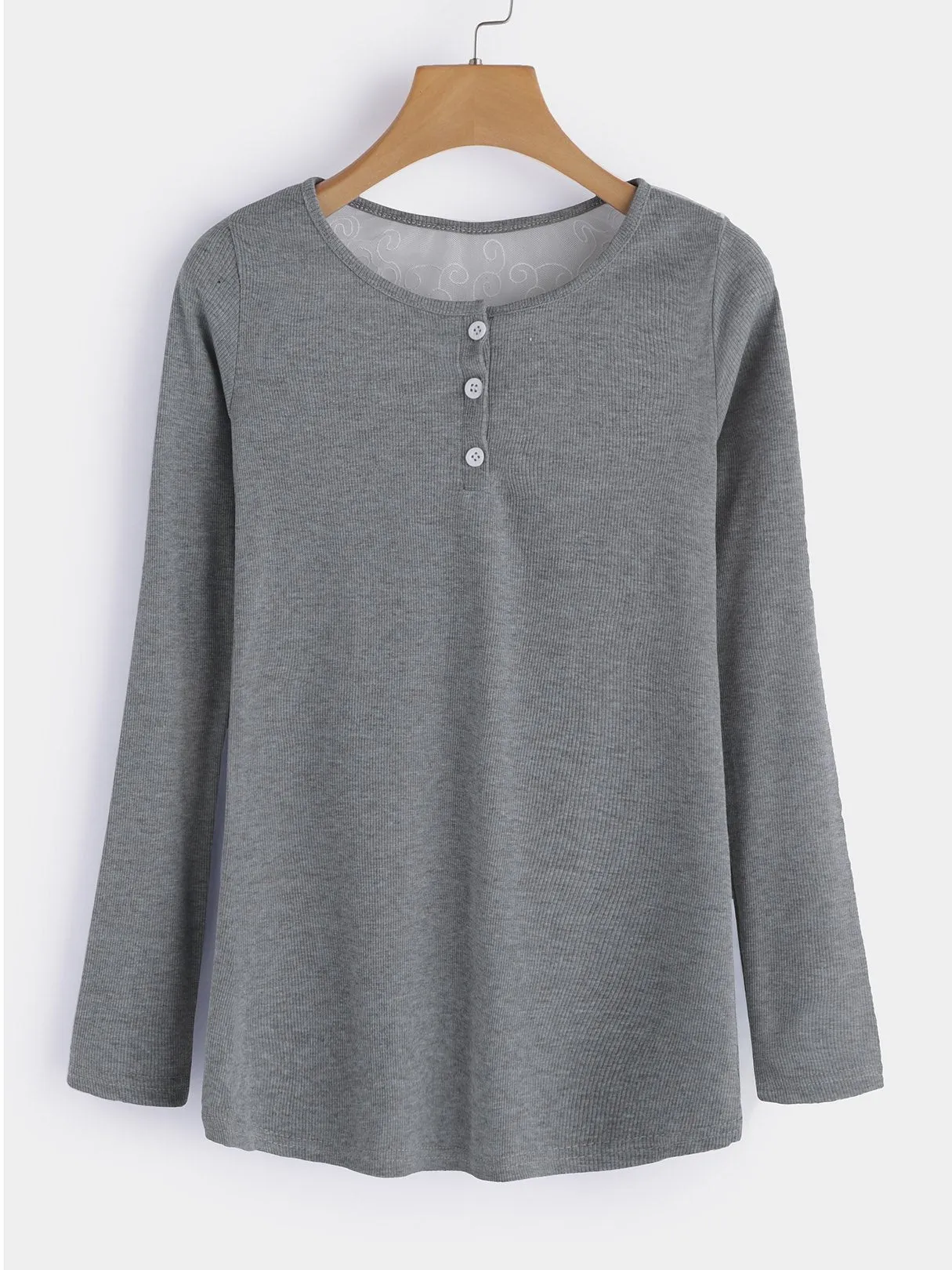 Custom Round Neck Lace Long Sleeve Tee
