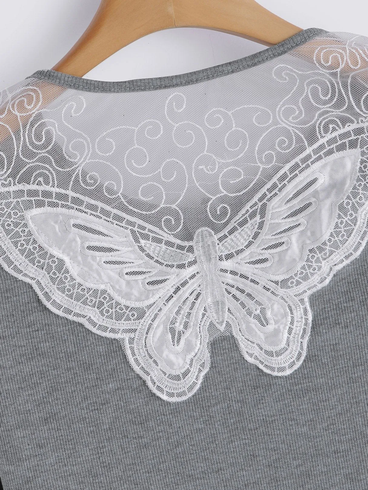Custom Round Neck Lace Long Sleeve Tee