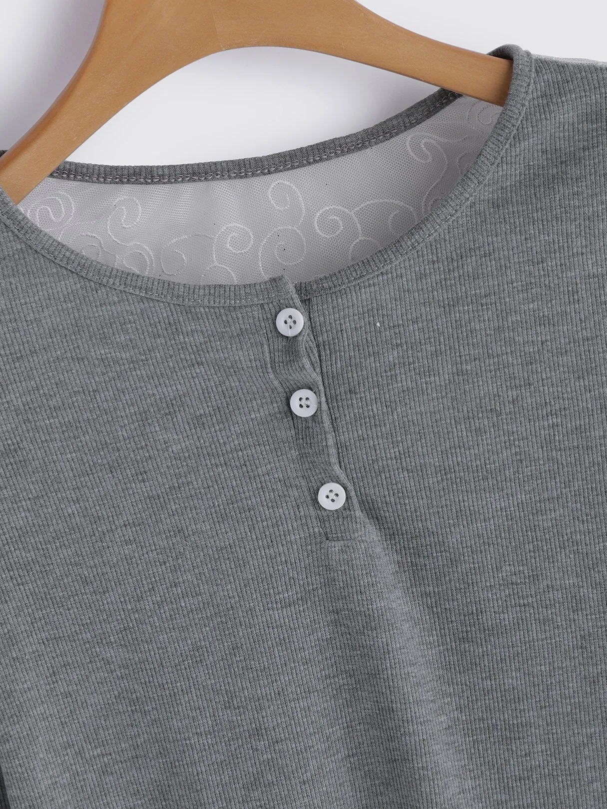 Custom Round Neck Lace Long Sleeve Tee