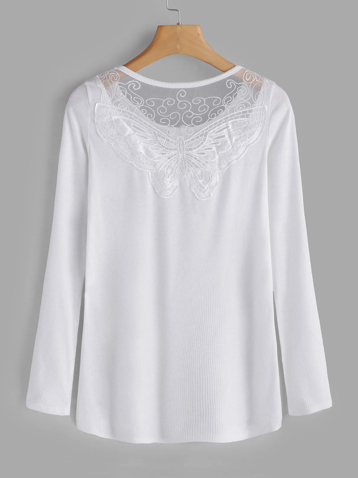 Custom Round Neck Lace Long Sleeve Tee