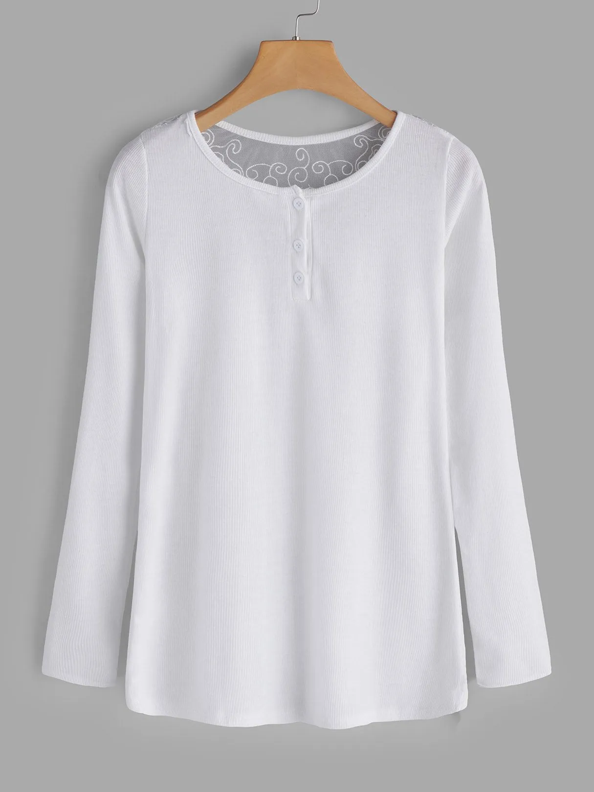 Custom Round Neck Lace Long Sleeve Tee