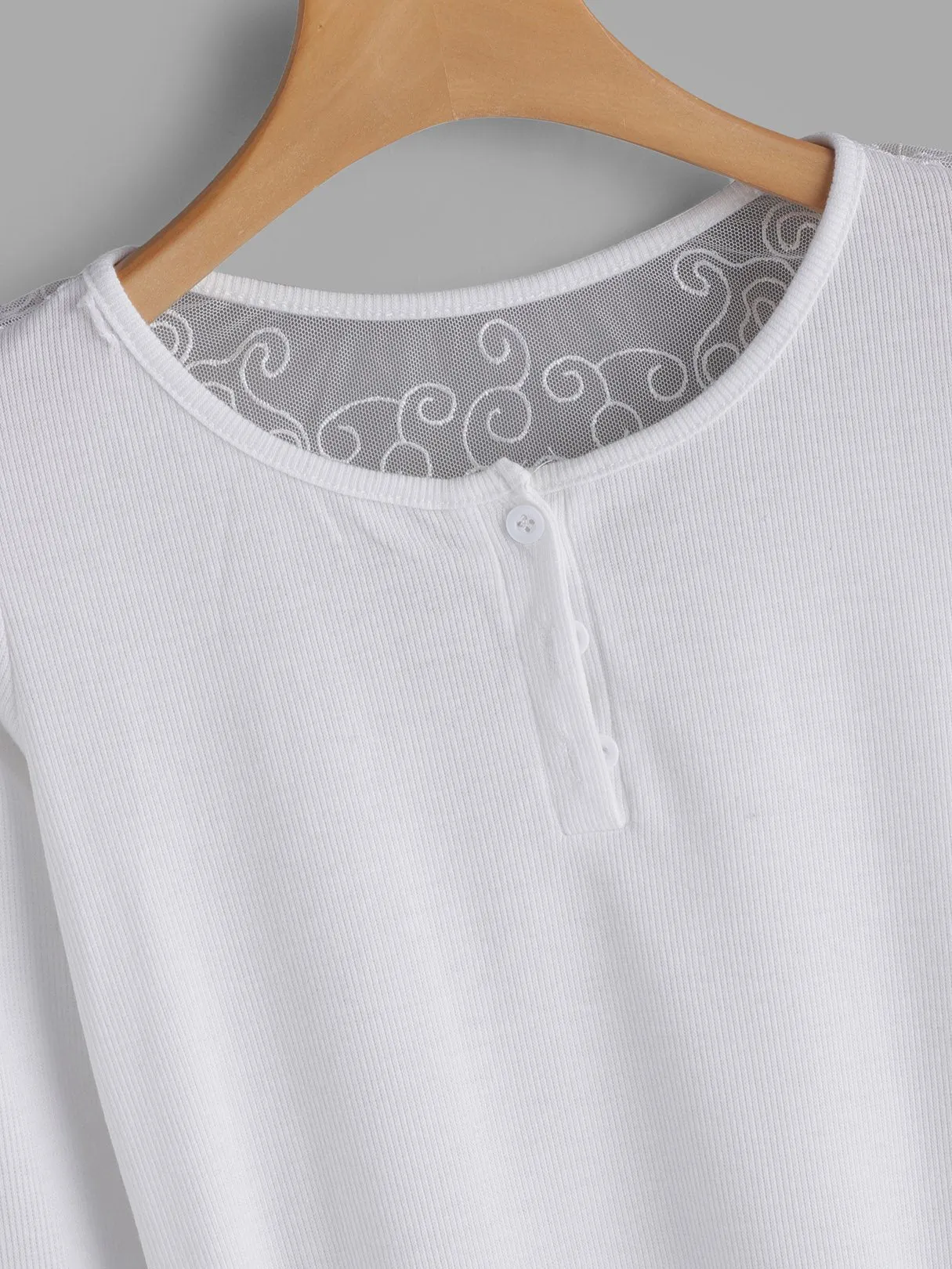 Custom Round Neck Lace Long Sleeve Tee