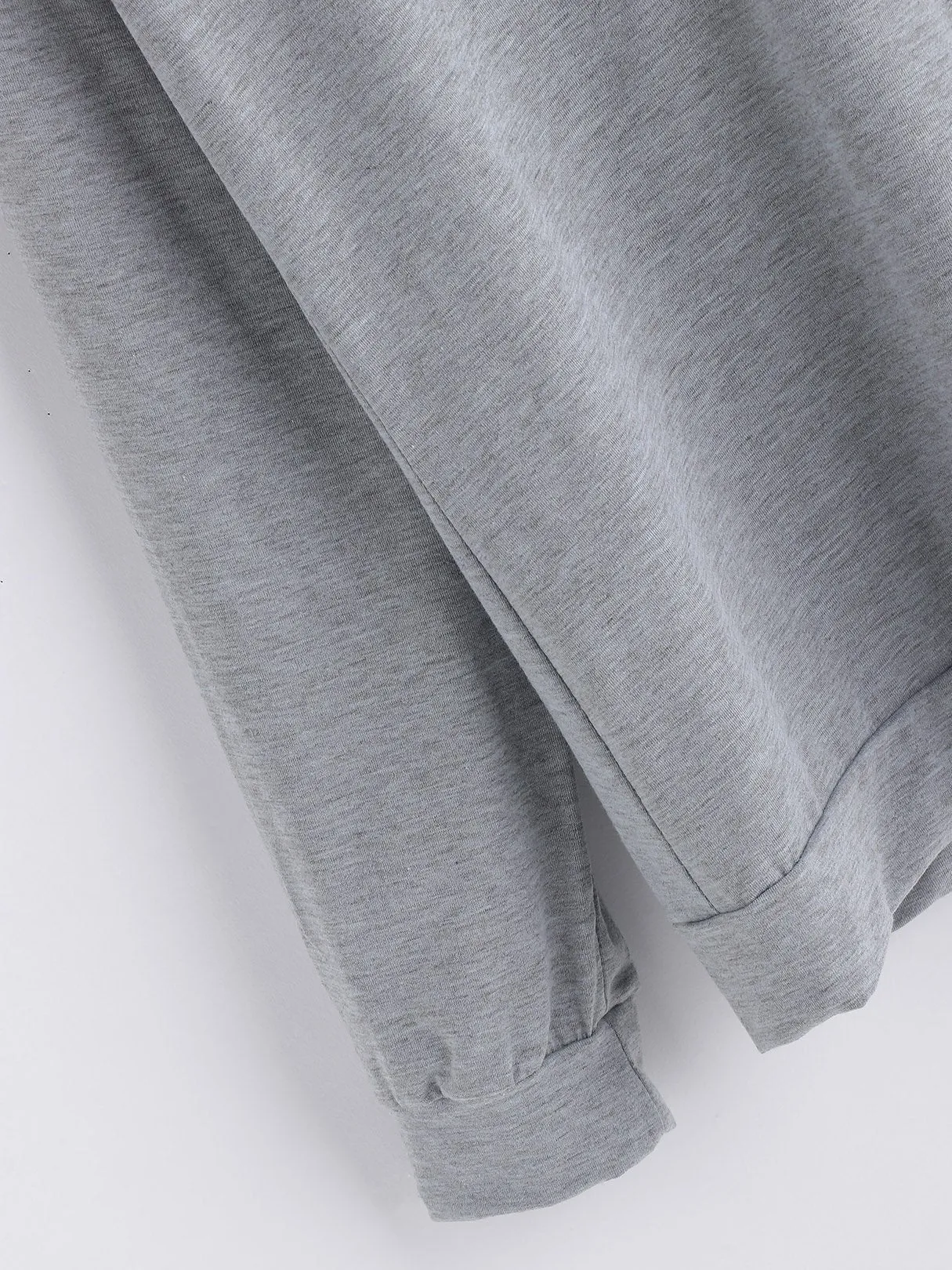 Custom Round Neck One Shoulder Plain Lace Long Sleeve Grey T-Shirts
