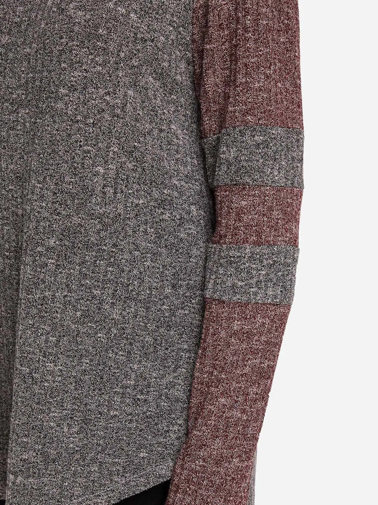 Custom Round Neck One Shoulder Stripe Cable Knit Long Sleeve Curved Hem T-Shirts