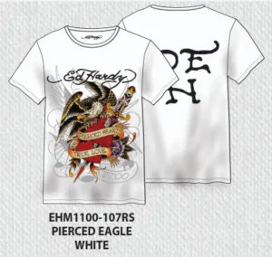 Ed Hardy Rhinestone Pierced Eagle SS Tee - White