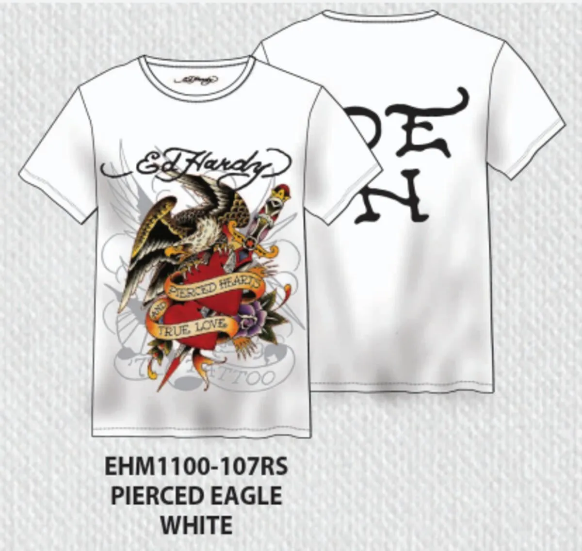 Ed Hardy Rhinestone Pierced Eagle SS Tee - White
