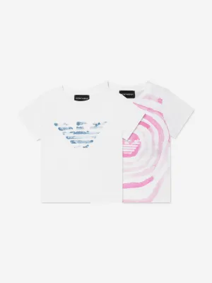 Emporio Armani Girls Logo T-Shirt Set (2 Pack) In White