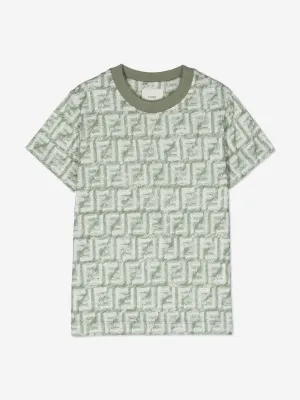 Fendi Boys FF Logo T-Shirt in Green