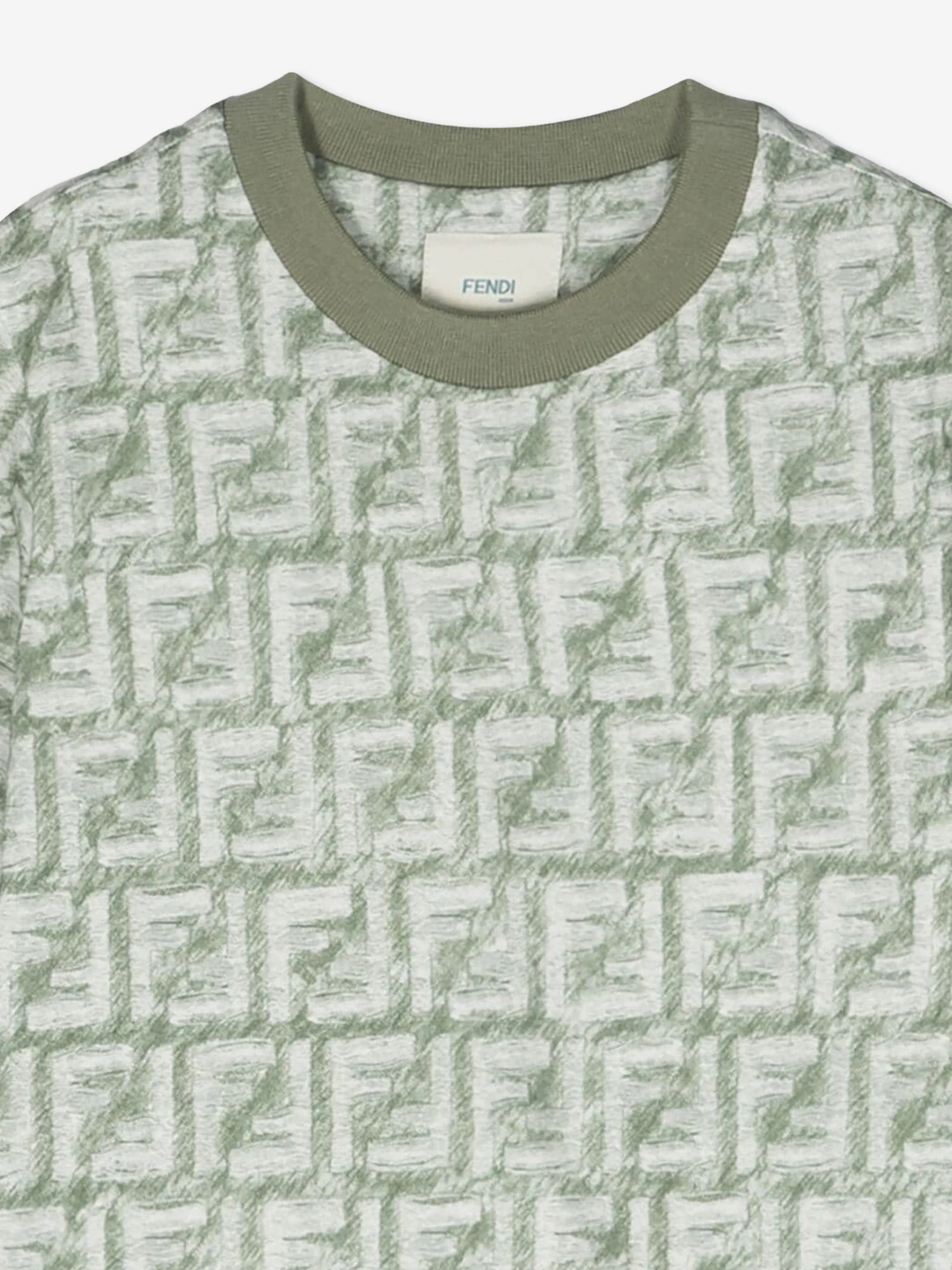 Fendi Boys FF Logo T-Shirt in Green