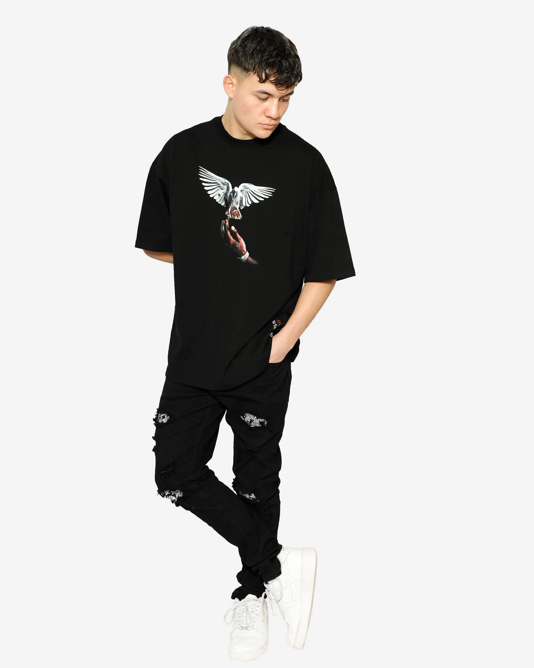 GD Pigeon Black Oversized T-Shirt