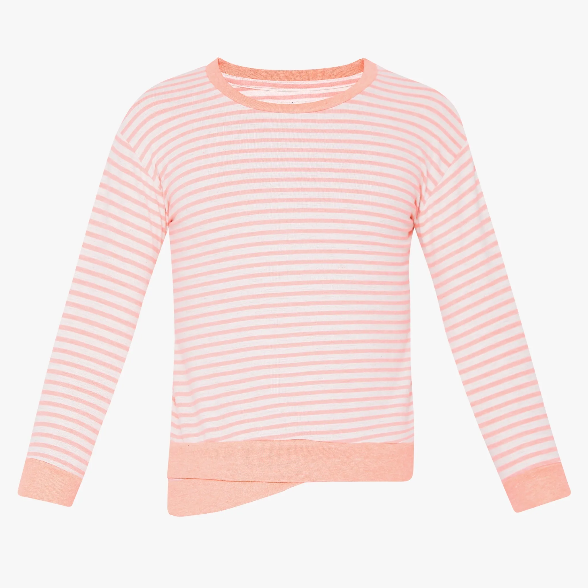 Girls Regular Fit Striped Sweat Tee