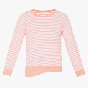 Girls Regular Fit Striped Sweat Tee