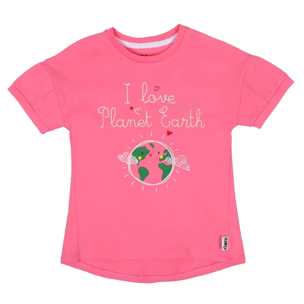 Girls T-Shirt Earth - Pink