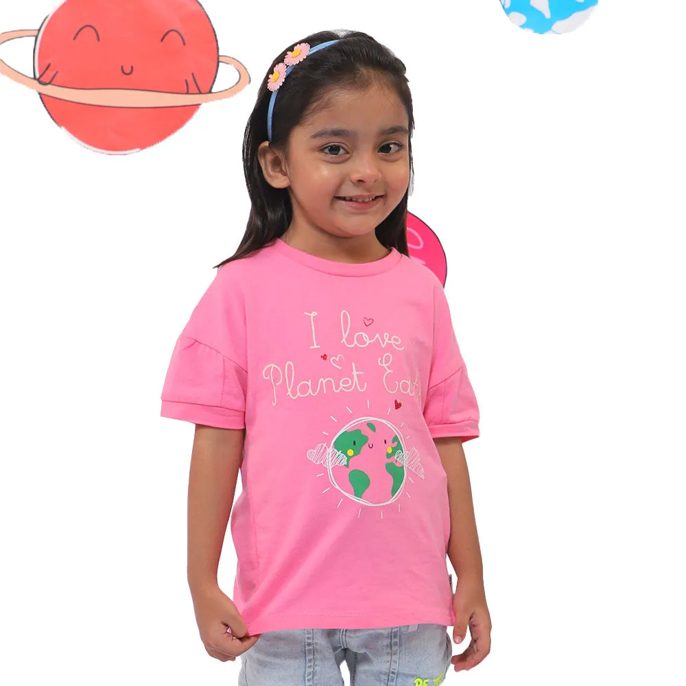 Girls T-Shirt Earth - Pink