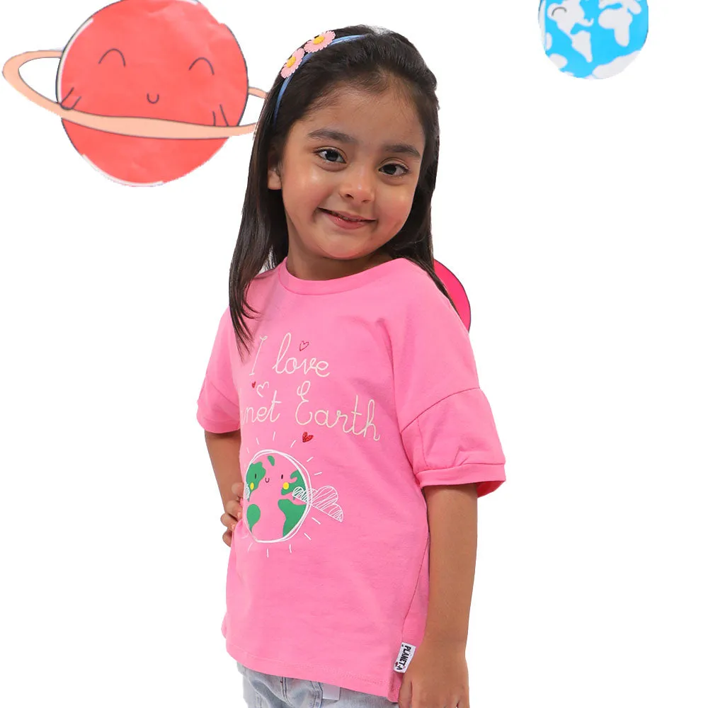 Girls T-Shirt Earth - Pink