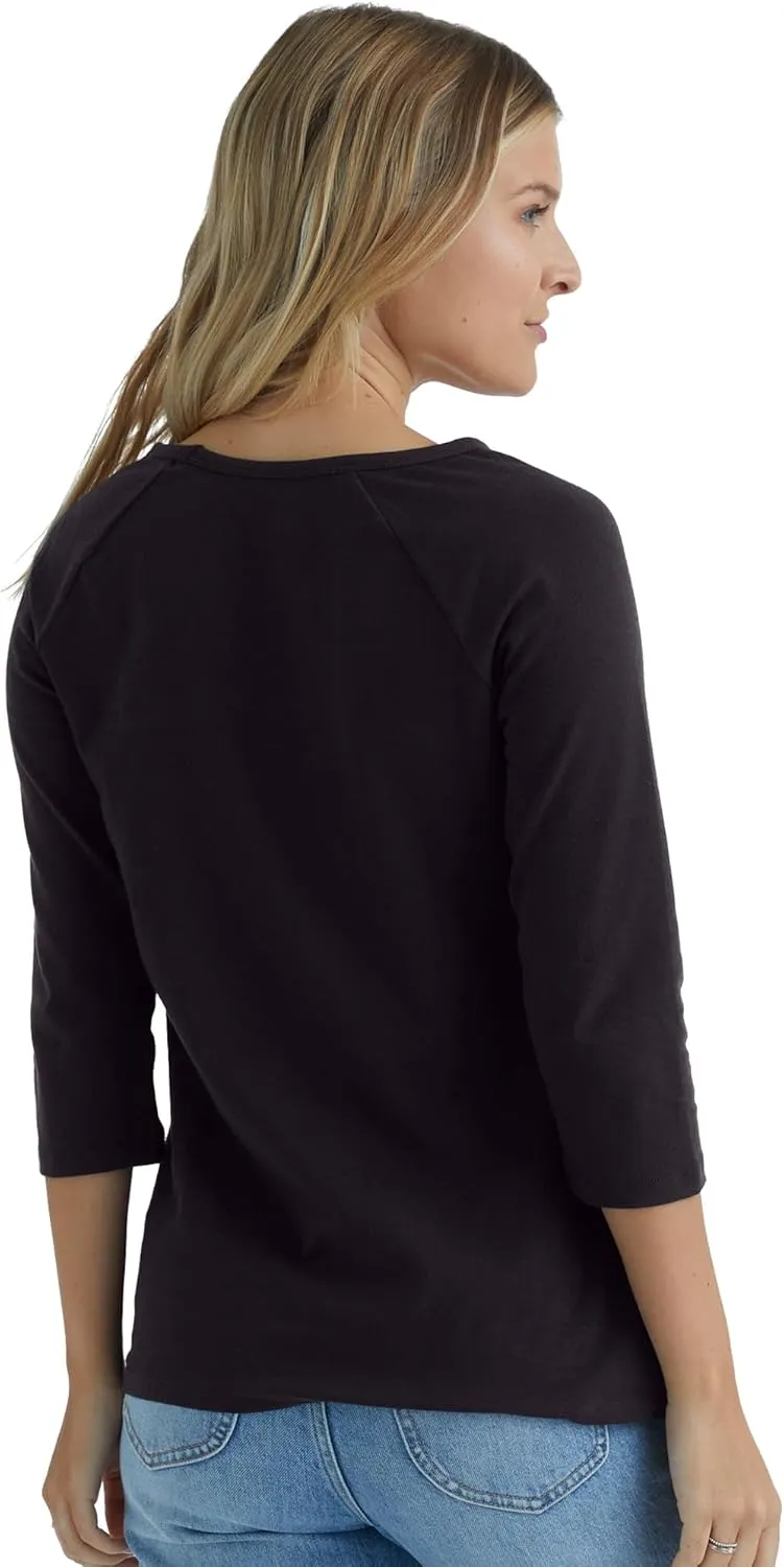 Hanes Women's Raglan Sleeve Stretch Cotton Crewneck Tee