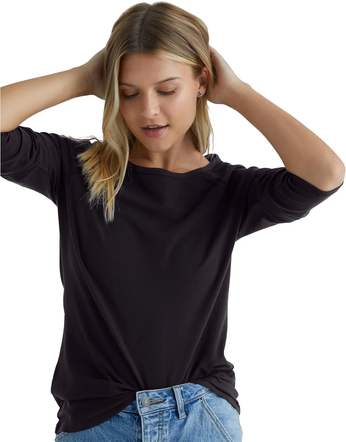 Hanes Women's Raglan Sleeve Stretch Cotton Crewneck Tee