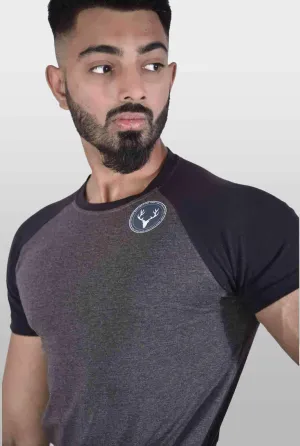 Hawk Raglan Cotton Tee (Black & Charcoal)