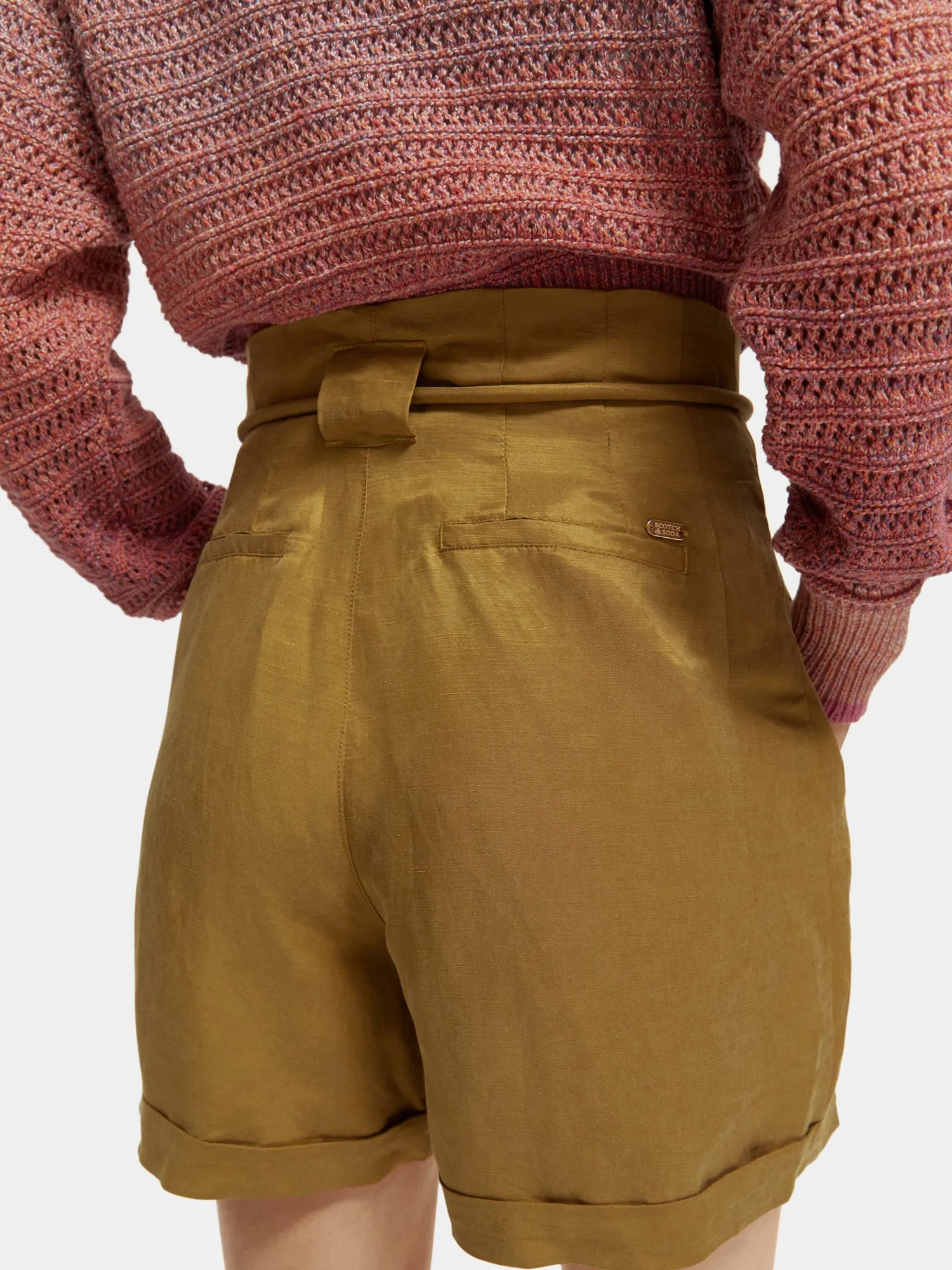 High-rise belted shorts