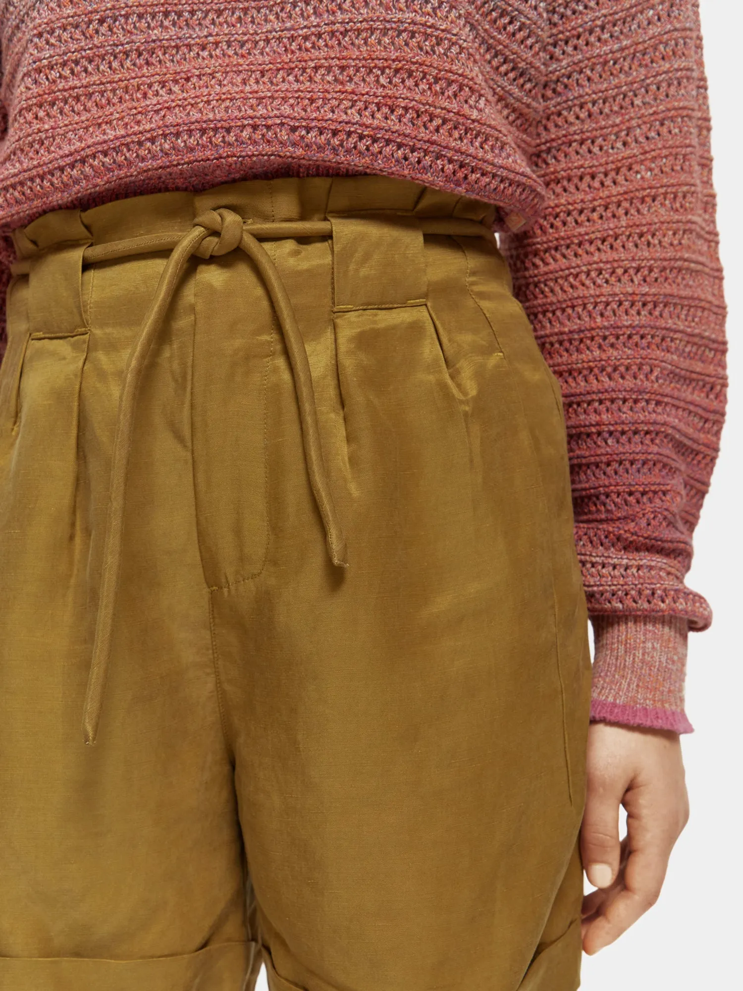 High-rise belted shorts