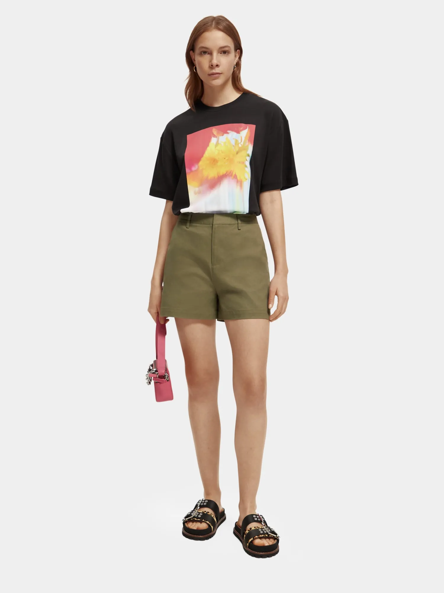 High-rise chino shorts