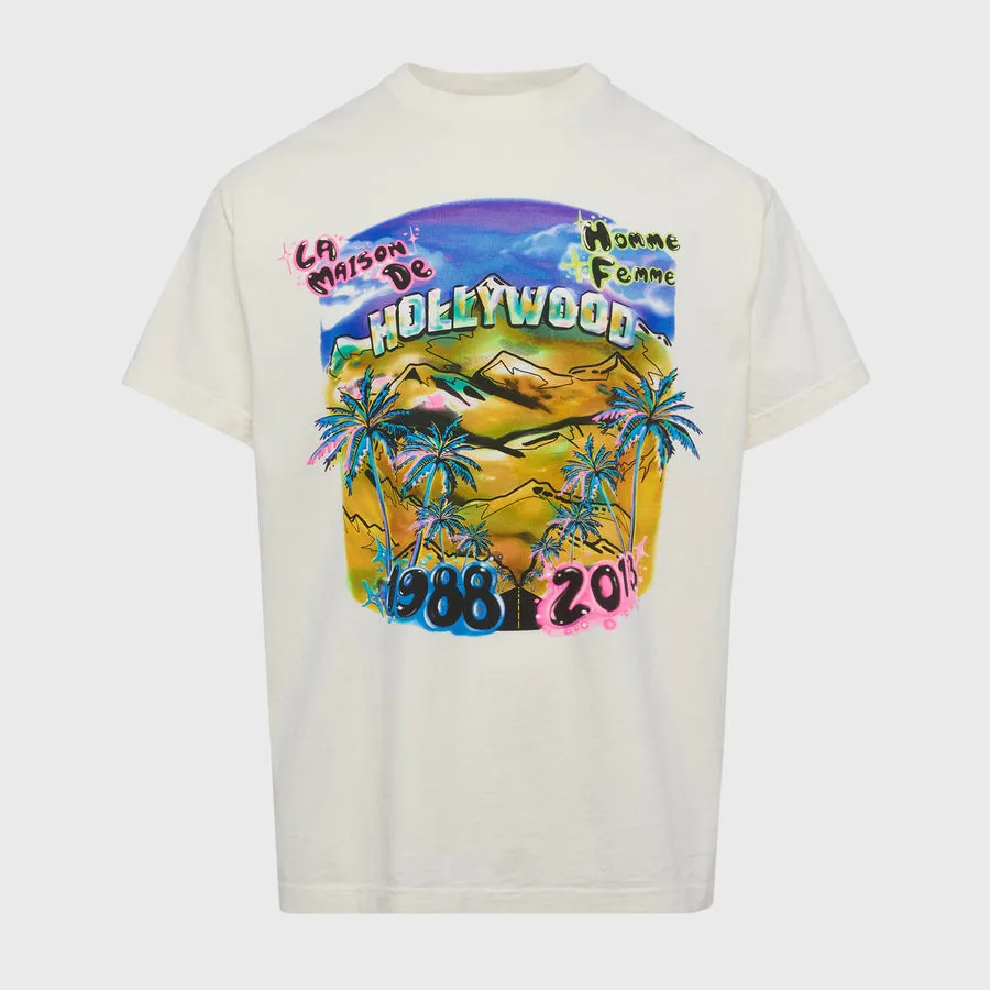 Homme   Femme "Hollywood" Cream Graphic Tee(HFSS202267-3)