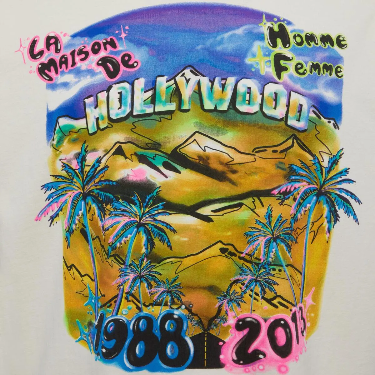 Homme   Femme "Hollywood" Cream Graphic Tee(HFSS202267-3)