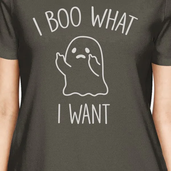 I Boo What I Want Ghost Womens Dark Grey Shirt