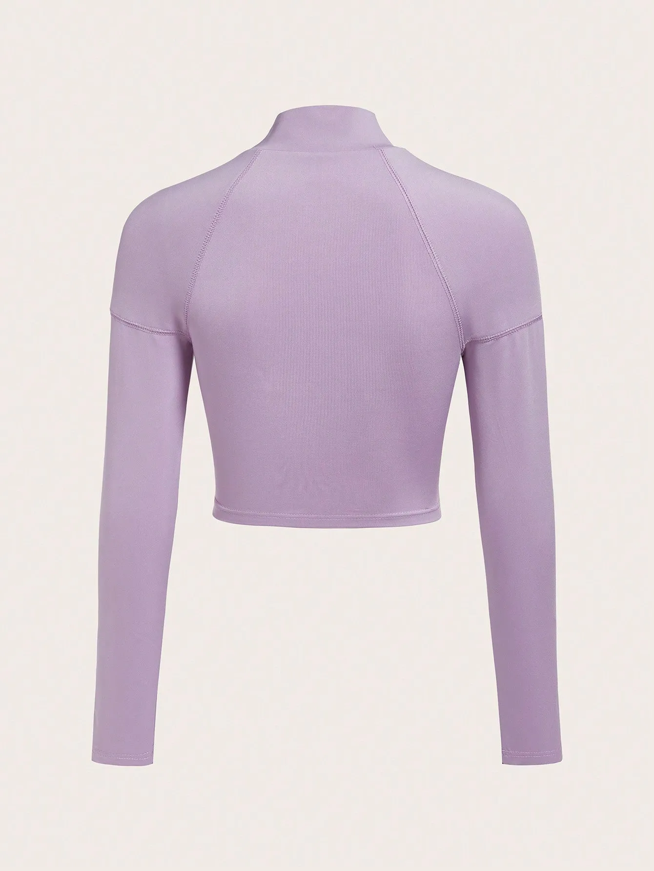 ICON Bikercore Letter Patched Detail Raglan Sleeve Mock Neck Crop Tee