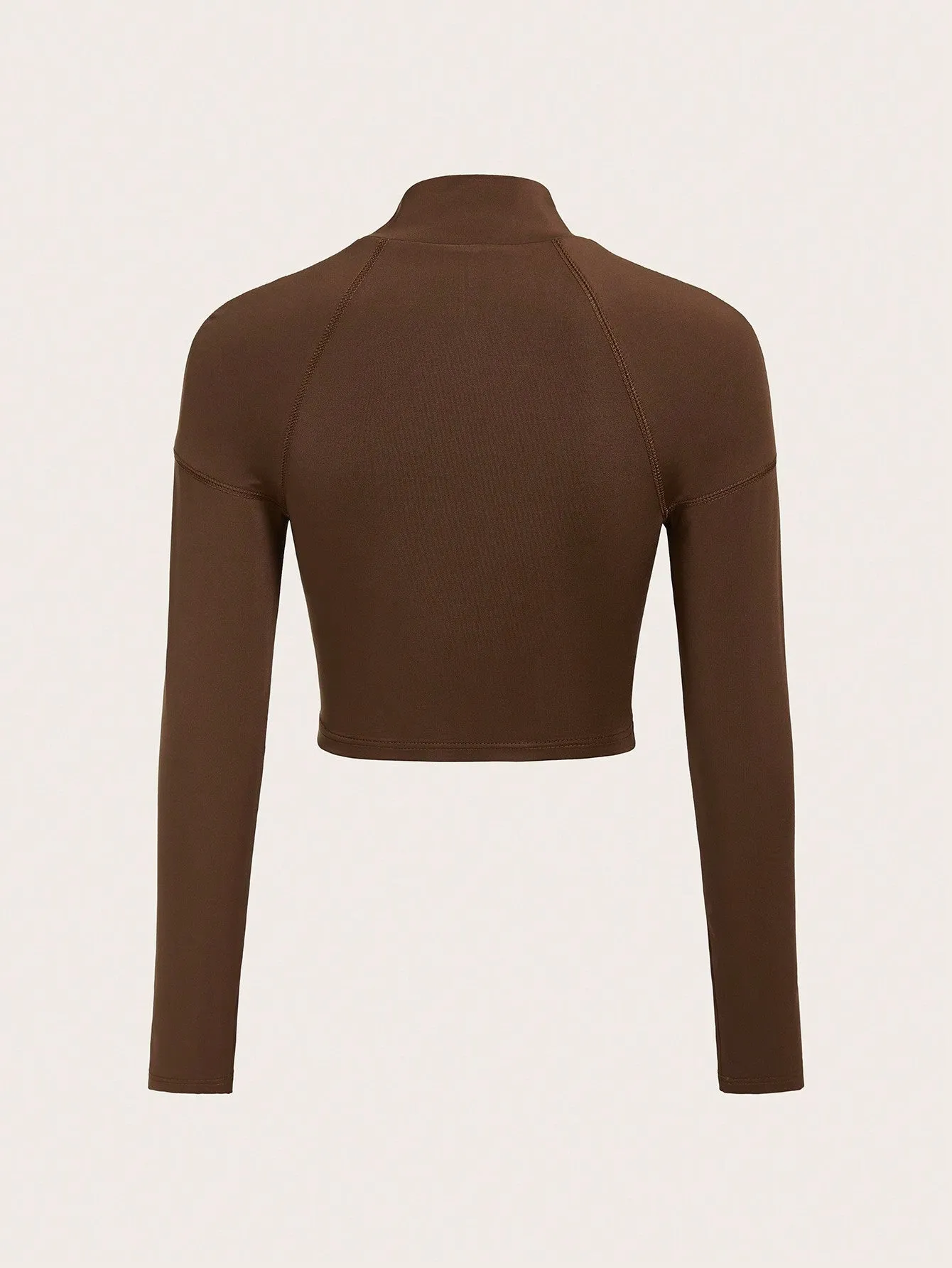 ICON Bikercore Letter Patched Detail Raglan Sleeve Mock Neck Crop Tee