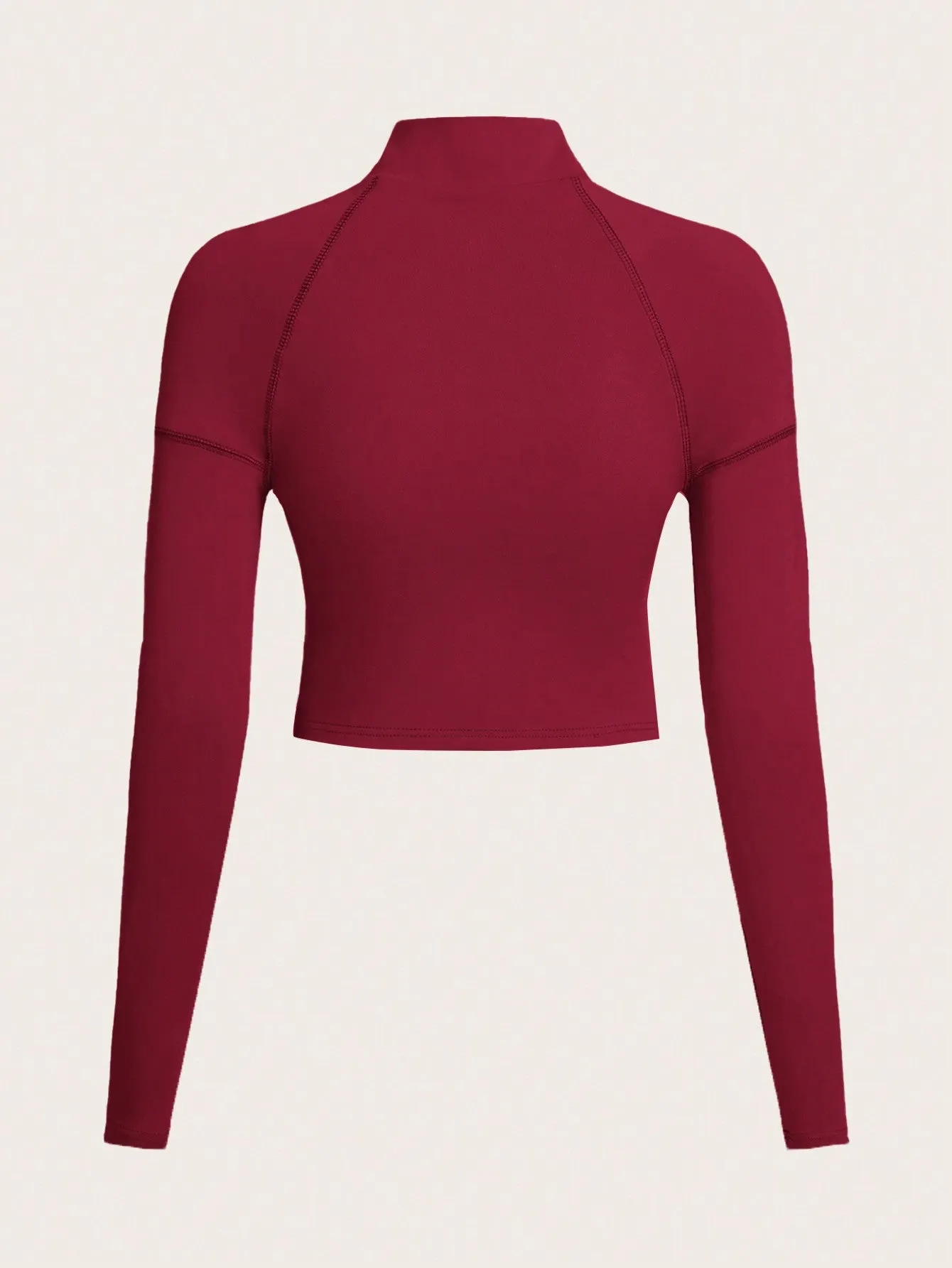 ICON Bikercore Letter Patched Detail Raglan Sleeve Mock Neck Crop Tee