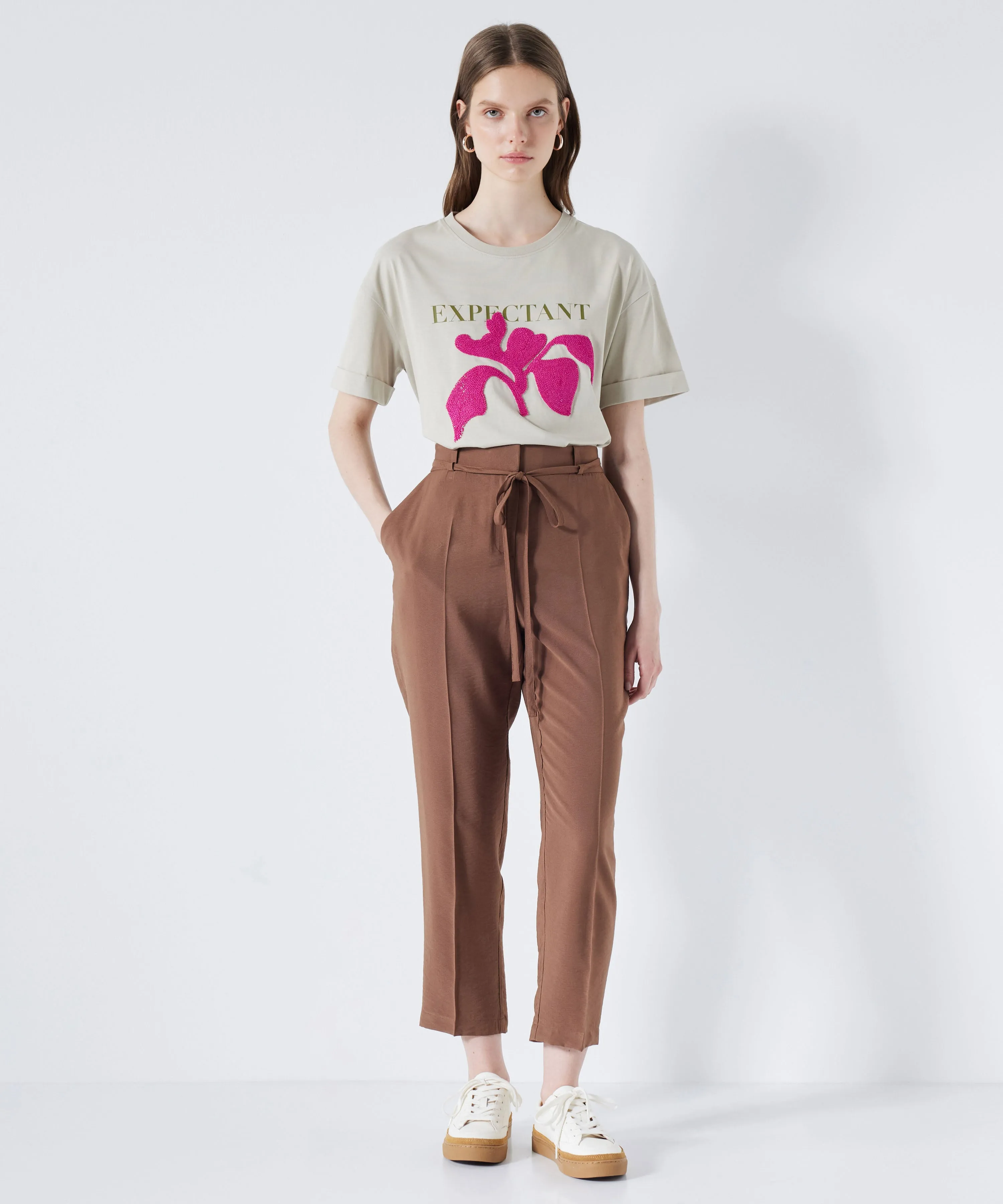 Ipekyol Embroidered Detail T-Shirt Stone