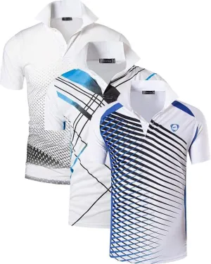 jeansian Men's 3 Packs Ourdoor Sport Quick Dry Polo T-Shirt Tee Tshirt Golf Tennis Bowling Fit LSL195