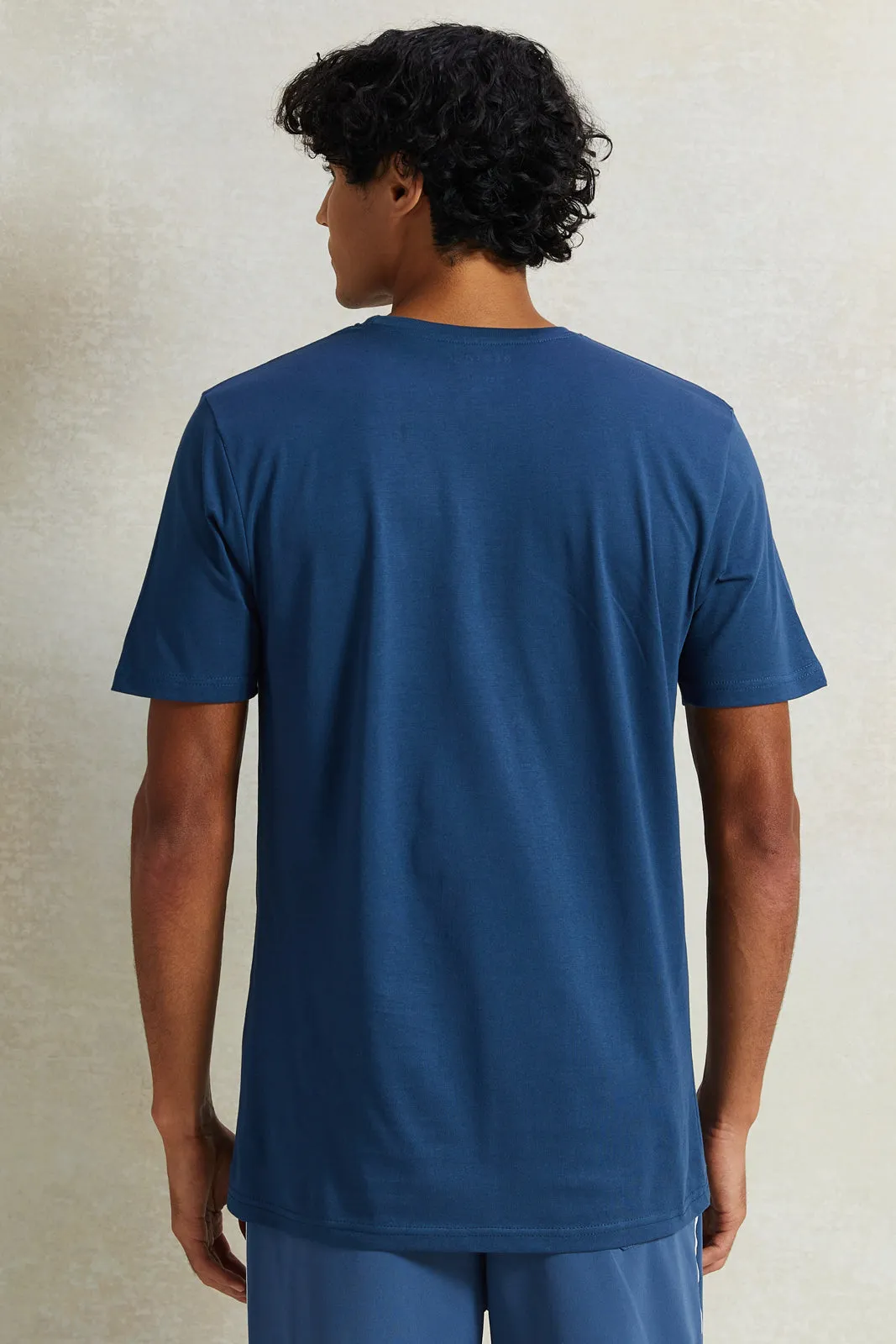 Men Navy Crew Neck T-Shirt