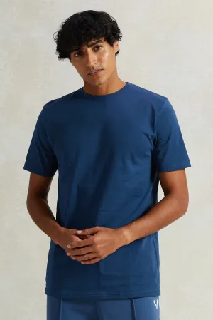 Men Navy Crew Neck T-Shirt