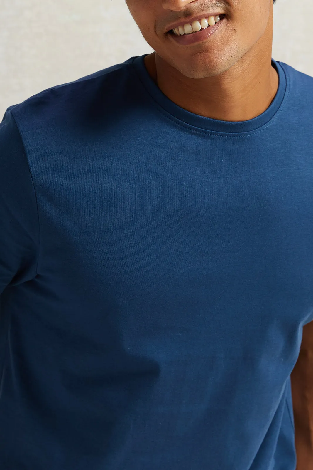 Men Navy Crew Neck T-Shirt