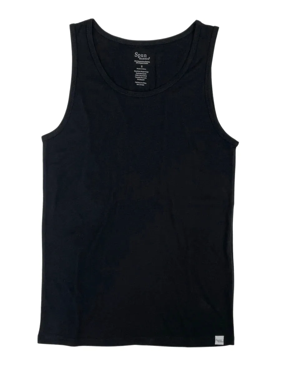 Men's Bamboo Viscose/Organic Cotton Tank Top Black Color   Boxer Style Underwear Black Color