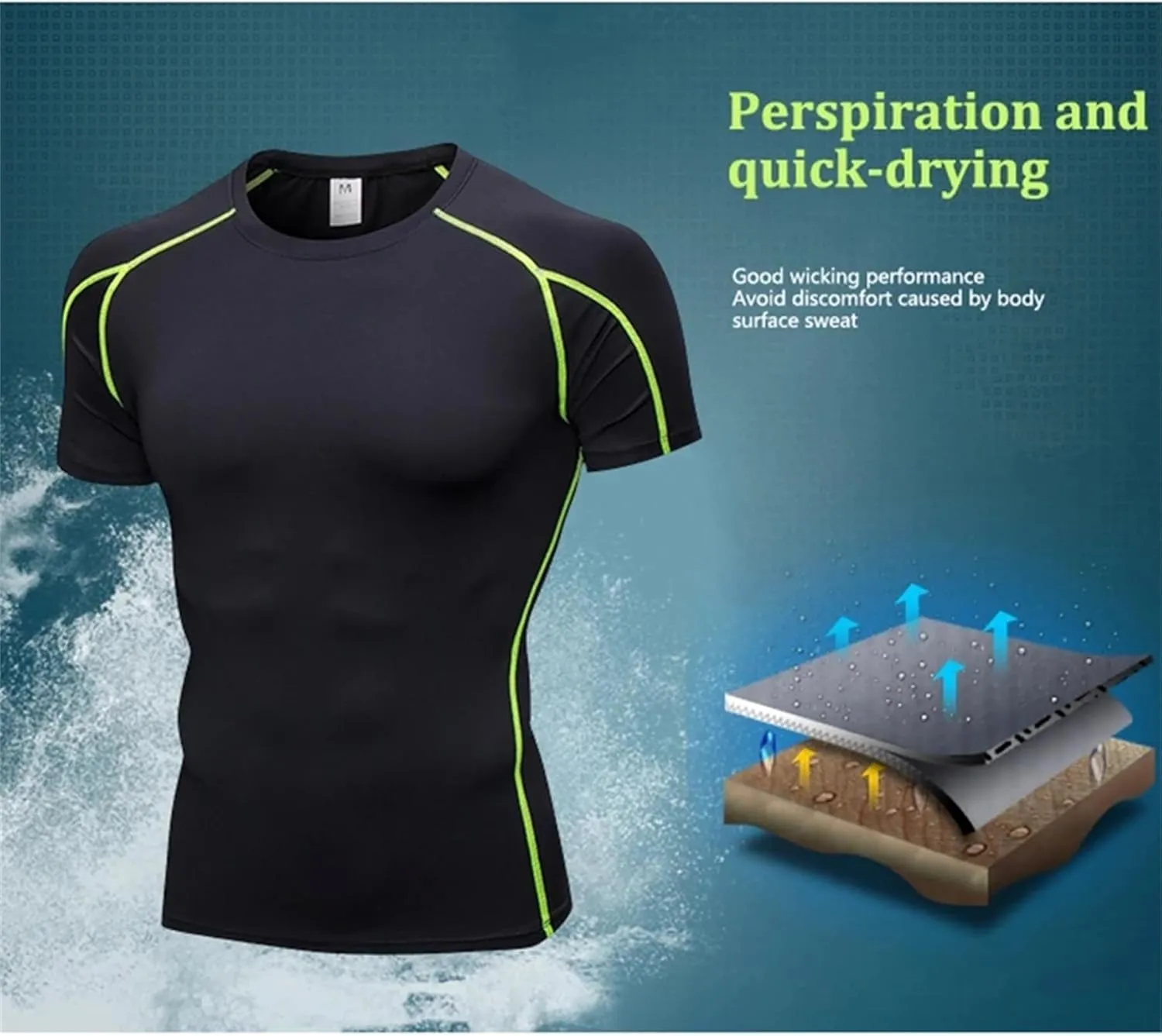 Men's Bodybuilding T - Shirt Slim Quick Dry Compression Shirt Short Sleeve Running Baselayer Top