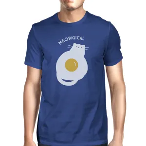 Meowgical Cat And Fried Egg Mens Royal Blue Shirt
