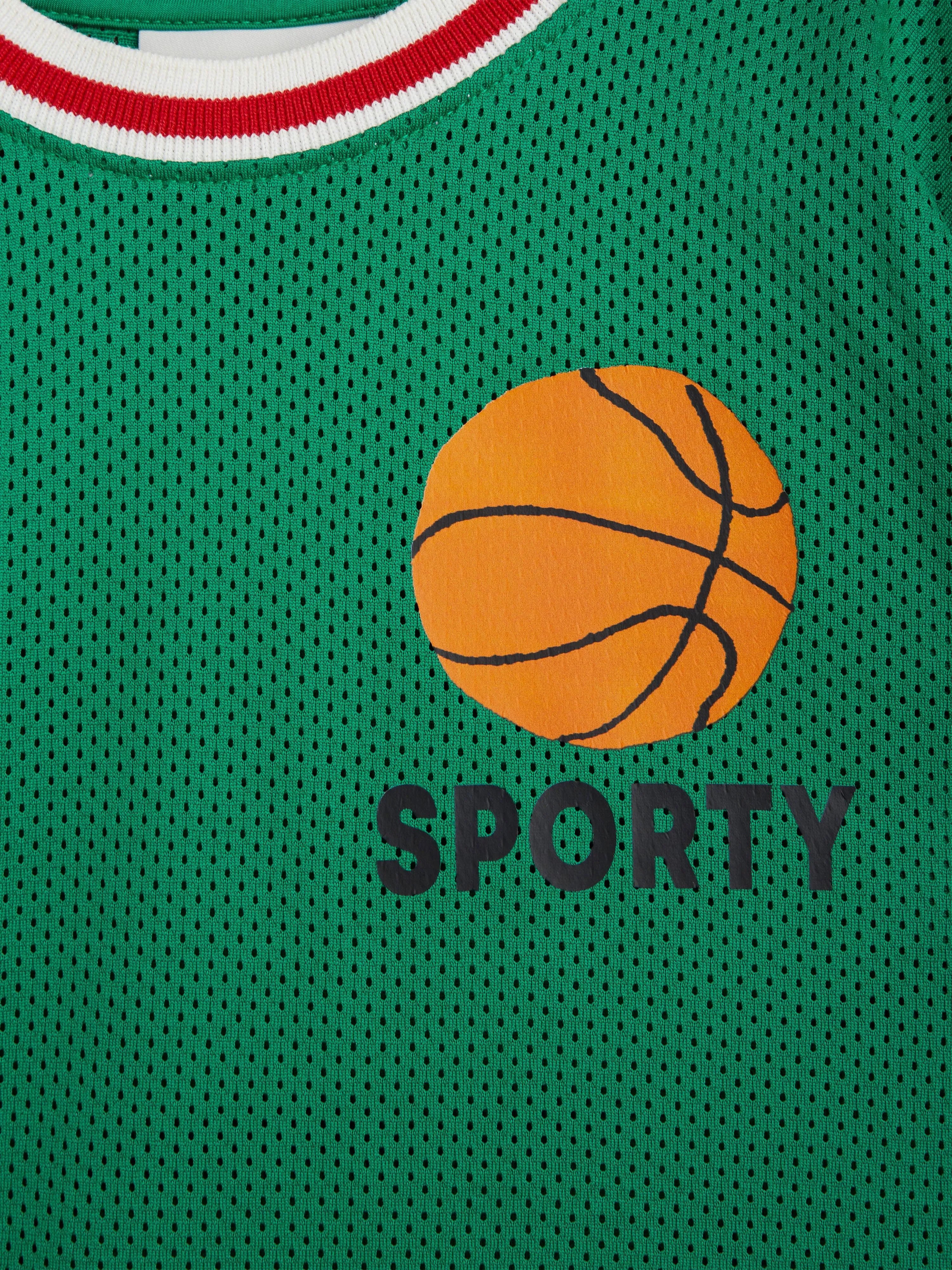Mini Rodini Boys Basket Mesh T-Shirt in Green
