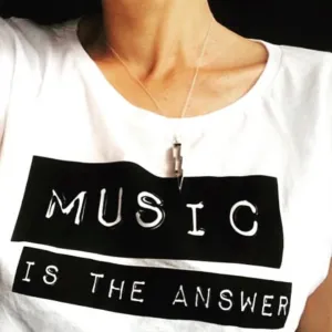 Music Is The Answer Tshirt White Tunic Style