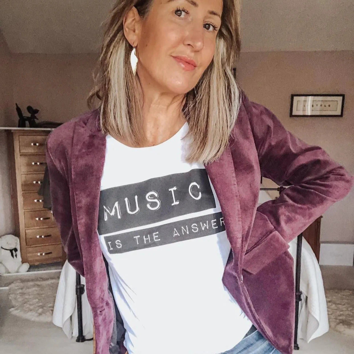 Music Is The Answer Tshirt White Tunic Style