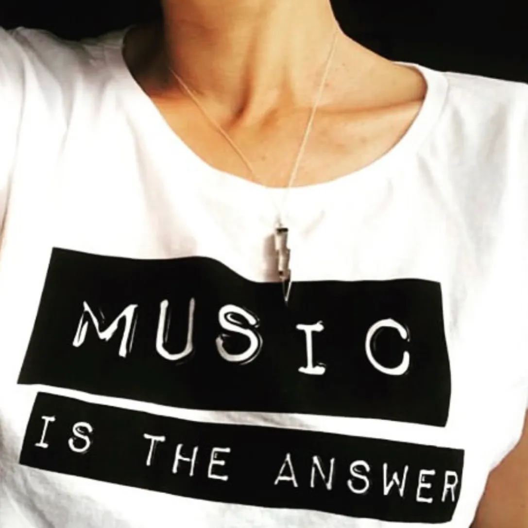 Music Is The Answer Tshirt White Tunic Style