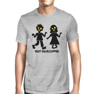 Must Have Coffee Zombies Mens Grey Shirt