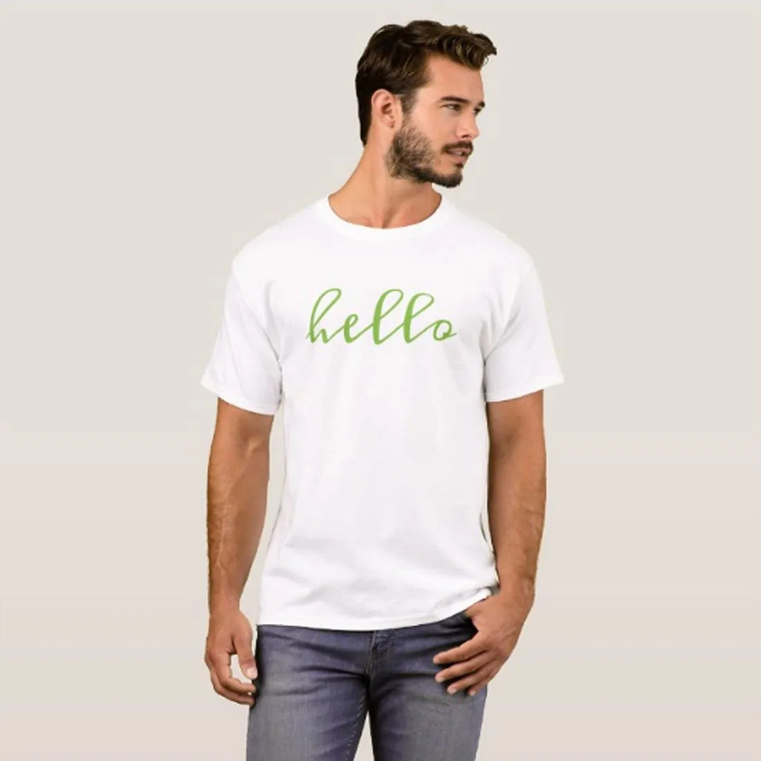 Nutcase Designer Round Neck Men's T-Shirt Wrinkle-Free Poly Cotton Tees - Hello
